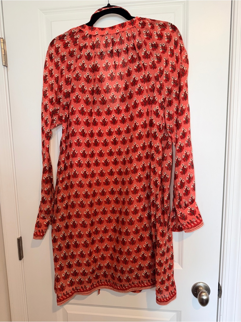 J.Crew Printed Pink V-Neck Tie-Waist Dress - Picture 8 of 11